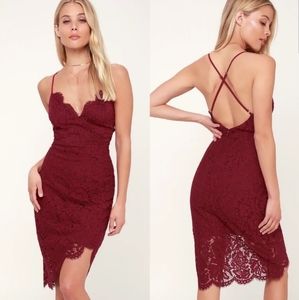 NEW Lulus Burgundy Lace Cocktail Dress Small